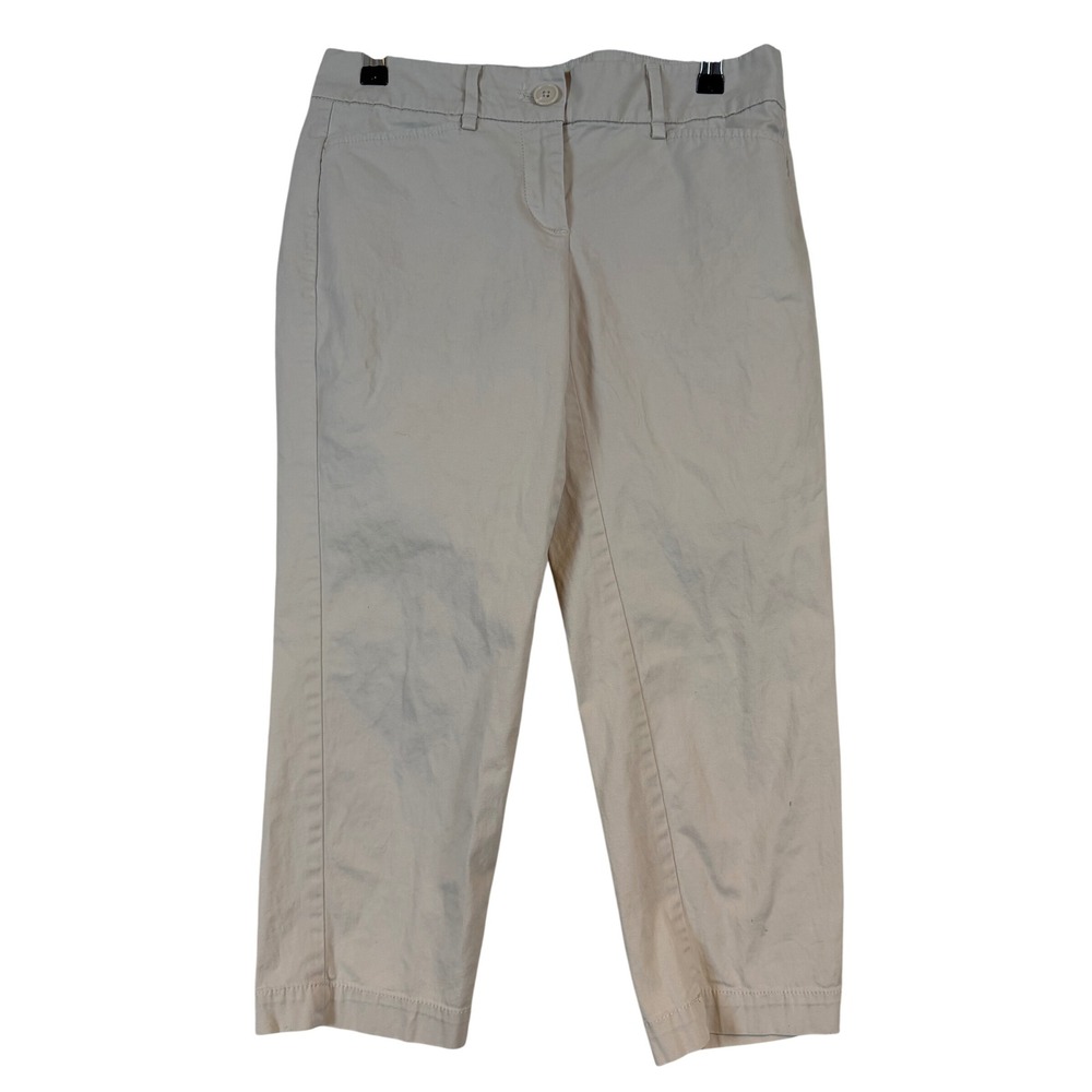 Loft Outlet Petite Original Crop Pants Beige Khaki Size 0P Cotton Stretch Chino